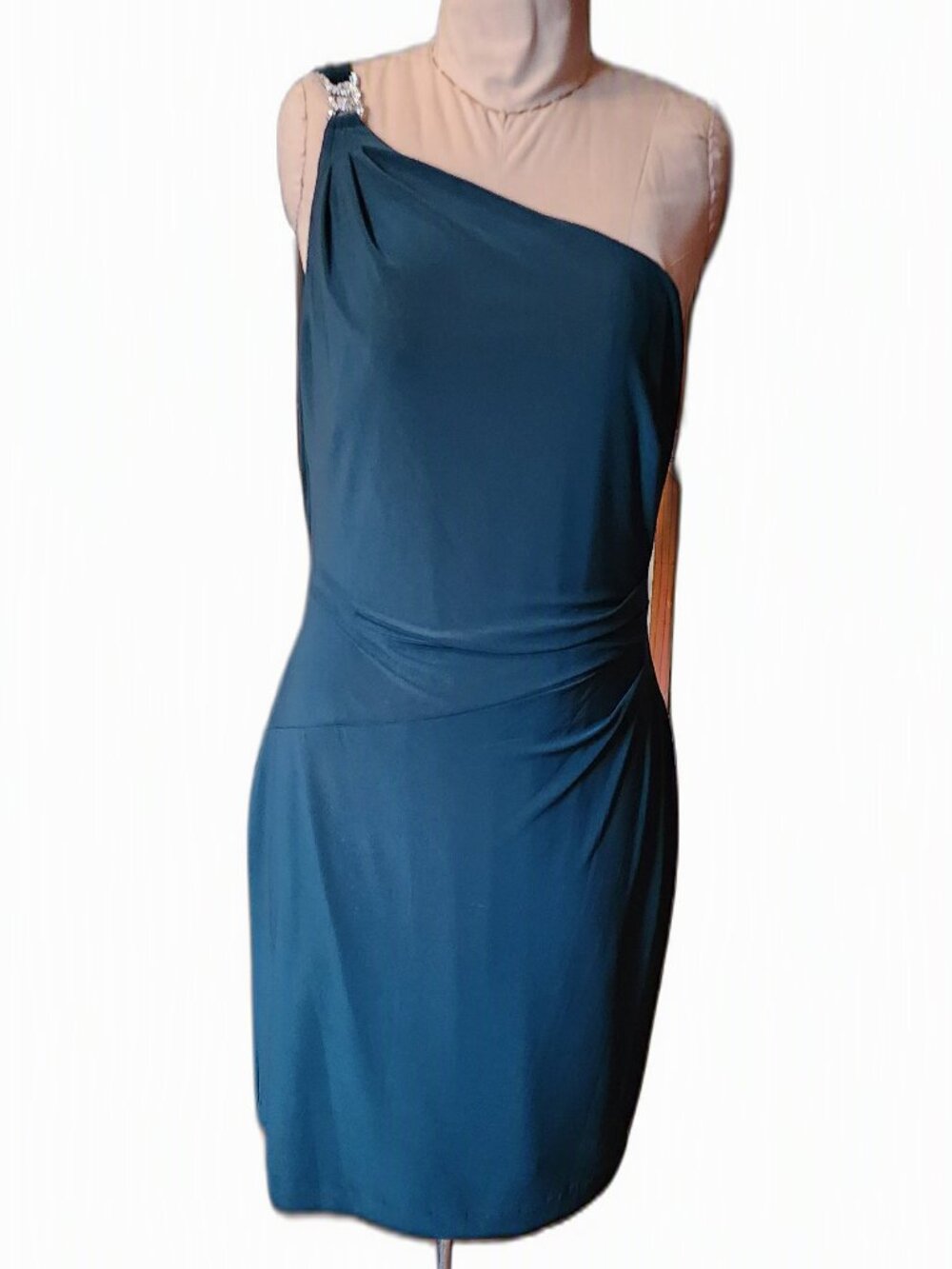 Ralph Lauren Forest Green Cocktail Dress with with Rhinestone Detail, size 12